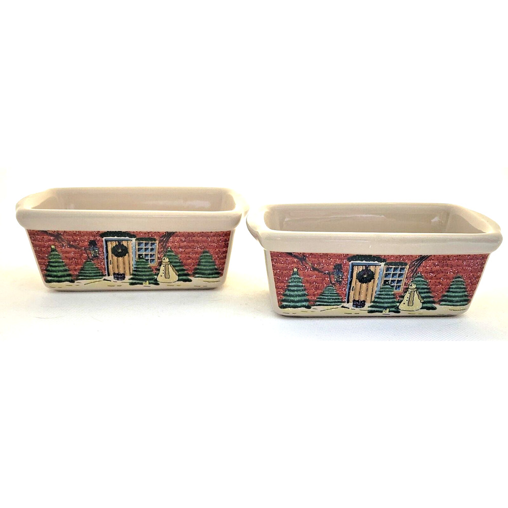 Mini Loaf Baking Dishes-Nantucket Home-Christmas/Holiday/Winter-Cearmic-Set of 2